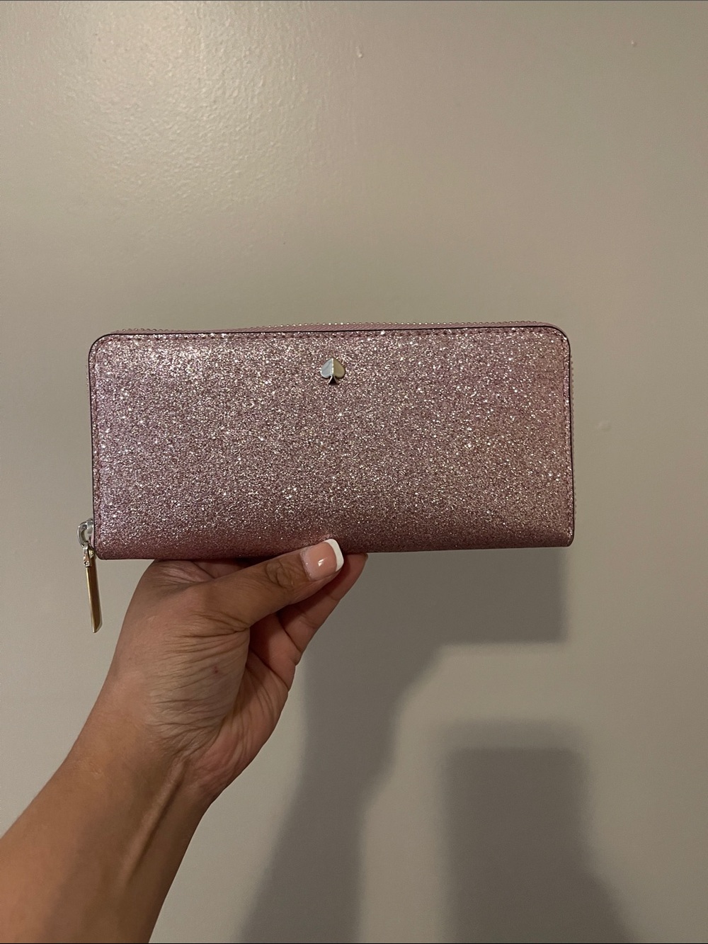 Kate spade pink Glitter Zip-Around Wallet
